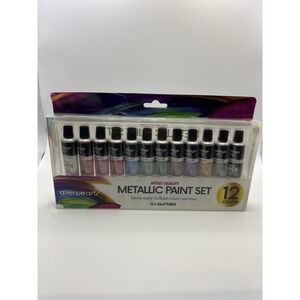 Avenue Art Artist METALLIC Paint Set 12 Tubes Blends Easily Brilliant Non Toxic